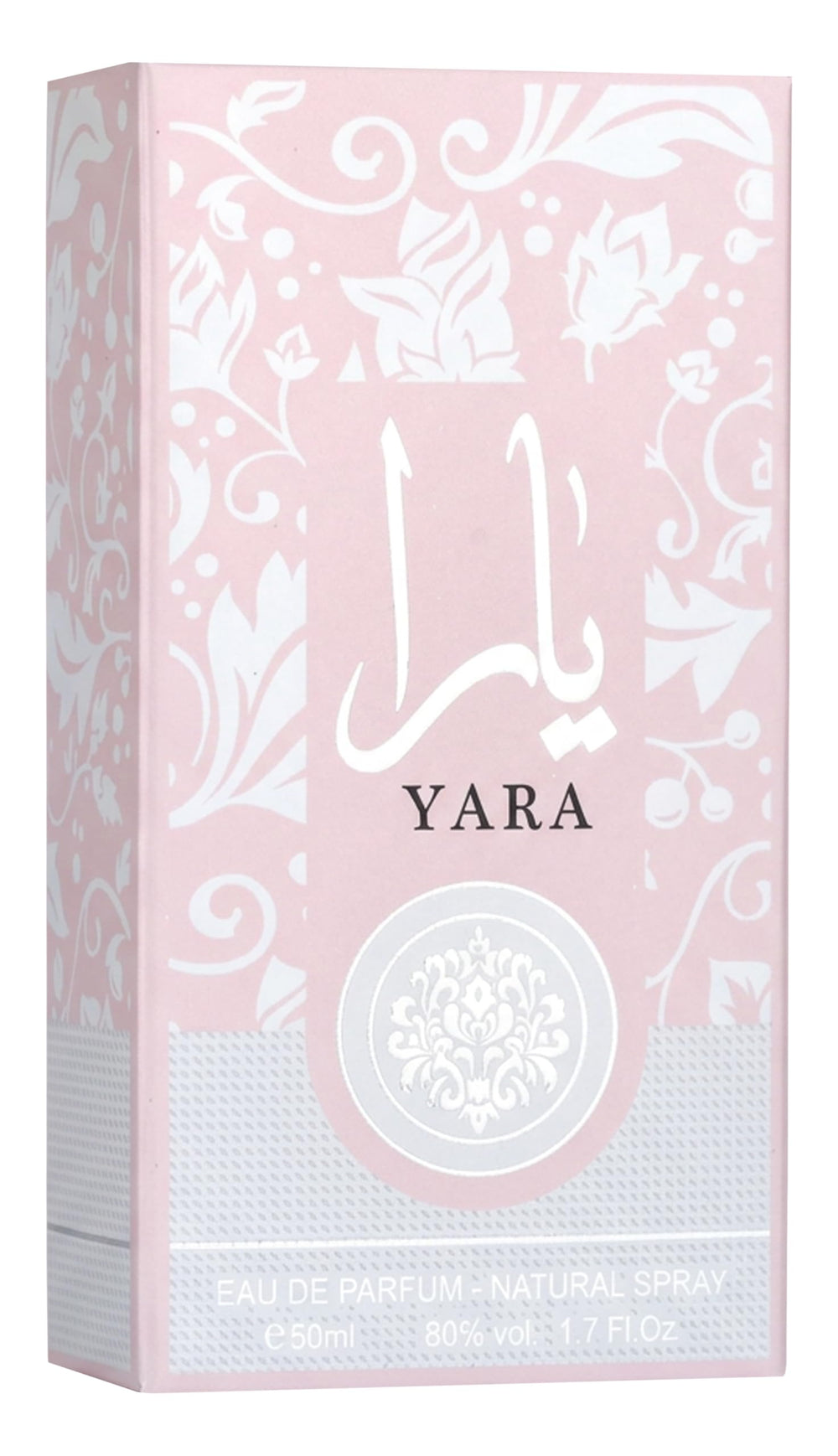 Lattafa Ard Al Zaafaran Yara flacon closeup, luxurious texture and detail.