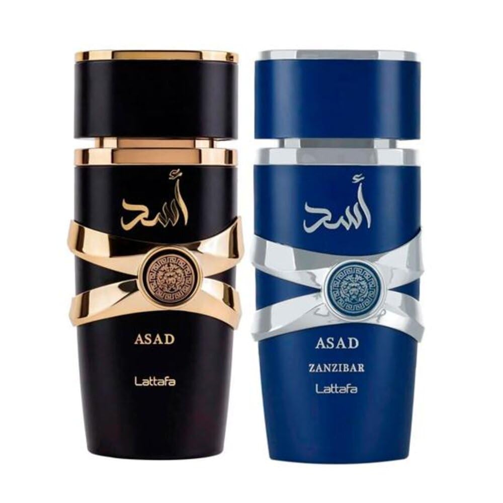 Lattafa Asad 5th Anniversary bottle close-up highlighting bold spice and amber notes for evening wear