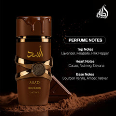 Lattafa Asad Bourbon packaging box, unboxing appeal for gifting and display