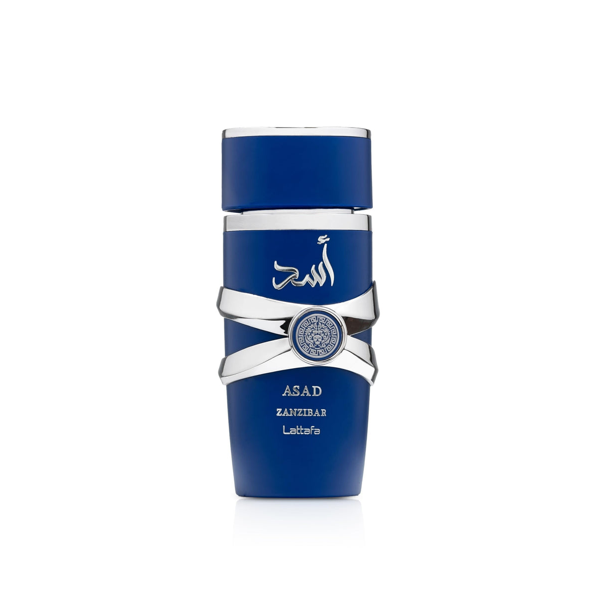 Lattafa Asad Zanzibar bottle close-up highlighting spicy notes and coconut hints for everyday wear