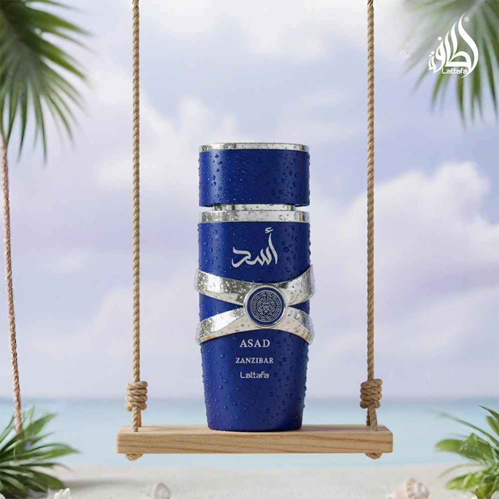 Lattafa Asad Zanzibar wear ambience in dim settings ideal for evenings
