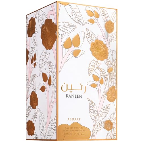 Lattafa Asdaaf Raneen packaging box, hinting at premium feminine appeal.
