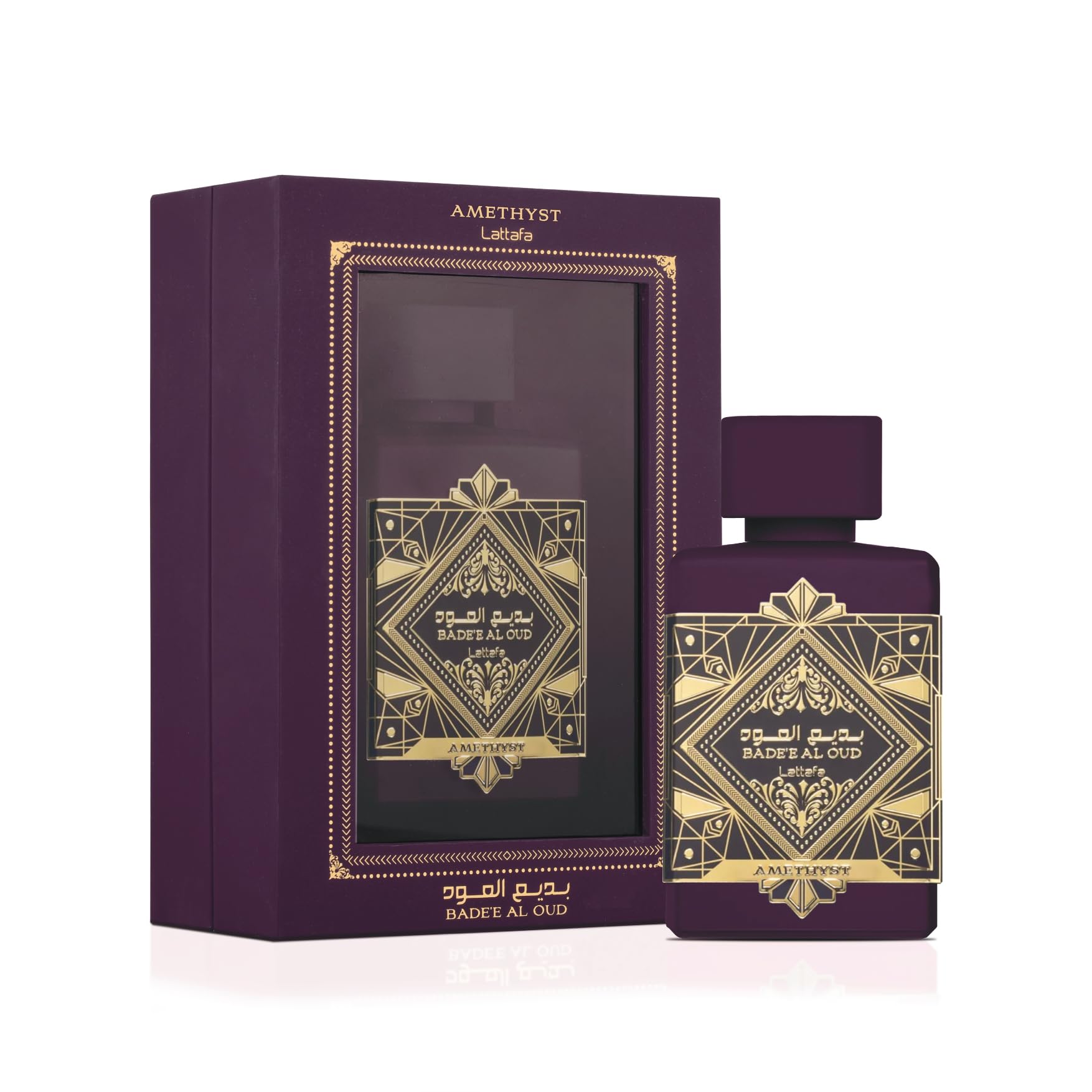 Closeup of Lattafa Bade'e Al Oud Amethyst cap finish