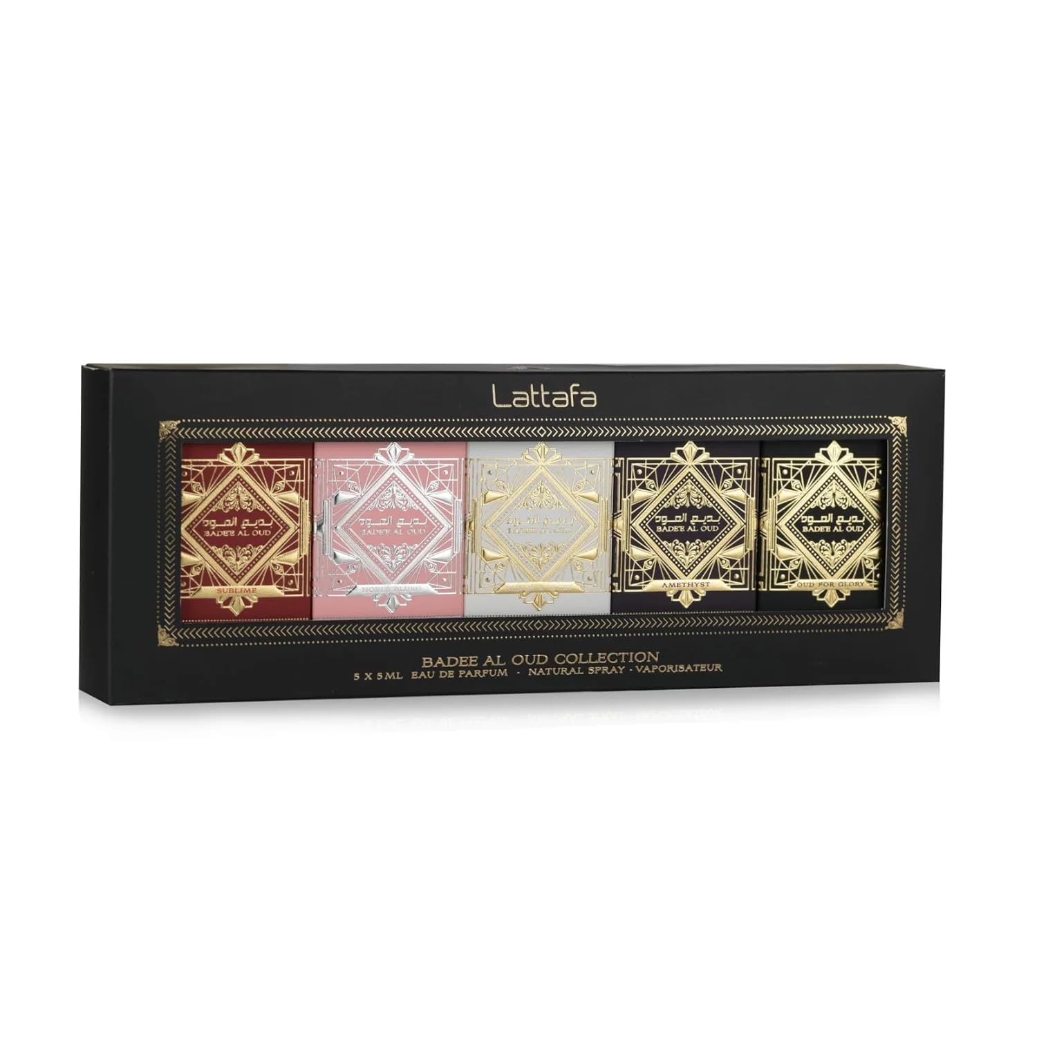 Lattafa Bade’e Al Oud Sublime bottle with fruity-floral warmth for daytime elegance.