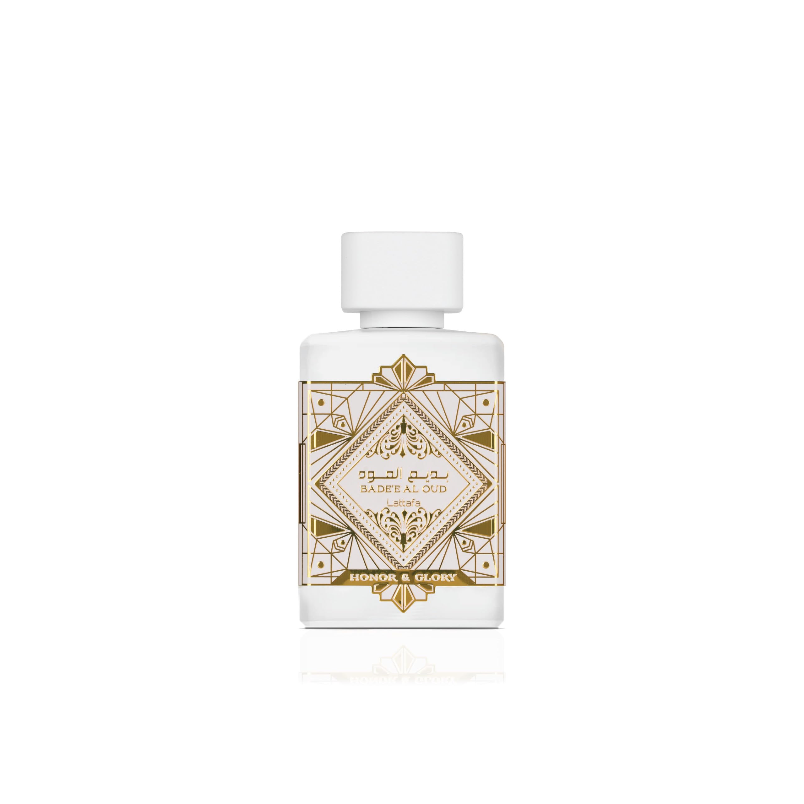 Lattafa Bade'e Al Oud Honor & Glory bottle front view for all-day wear