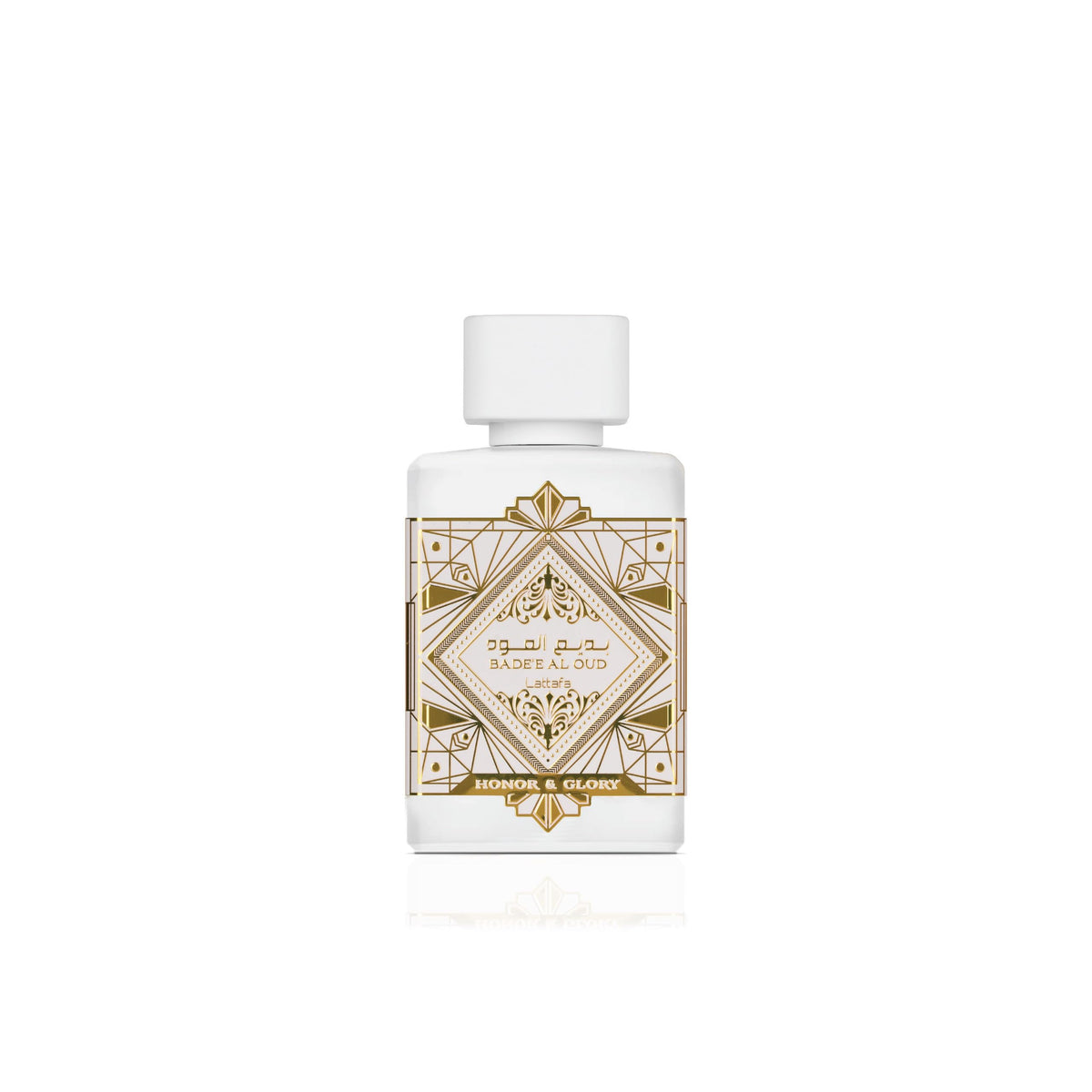 Lattafa Bade'e Al Oud Honor & Glory bottle front view for all-day wear