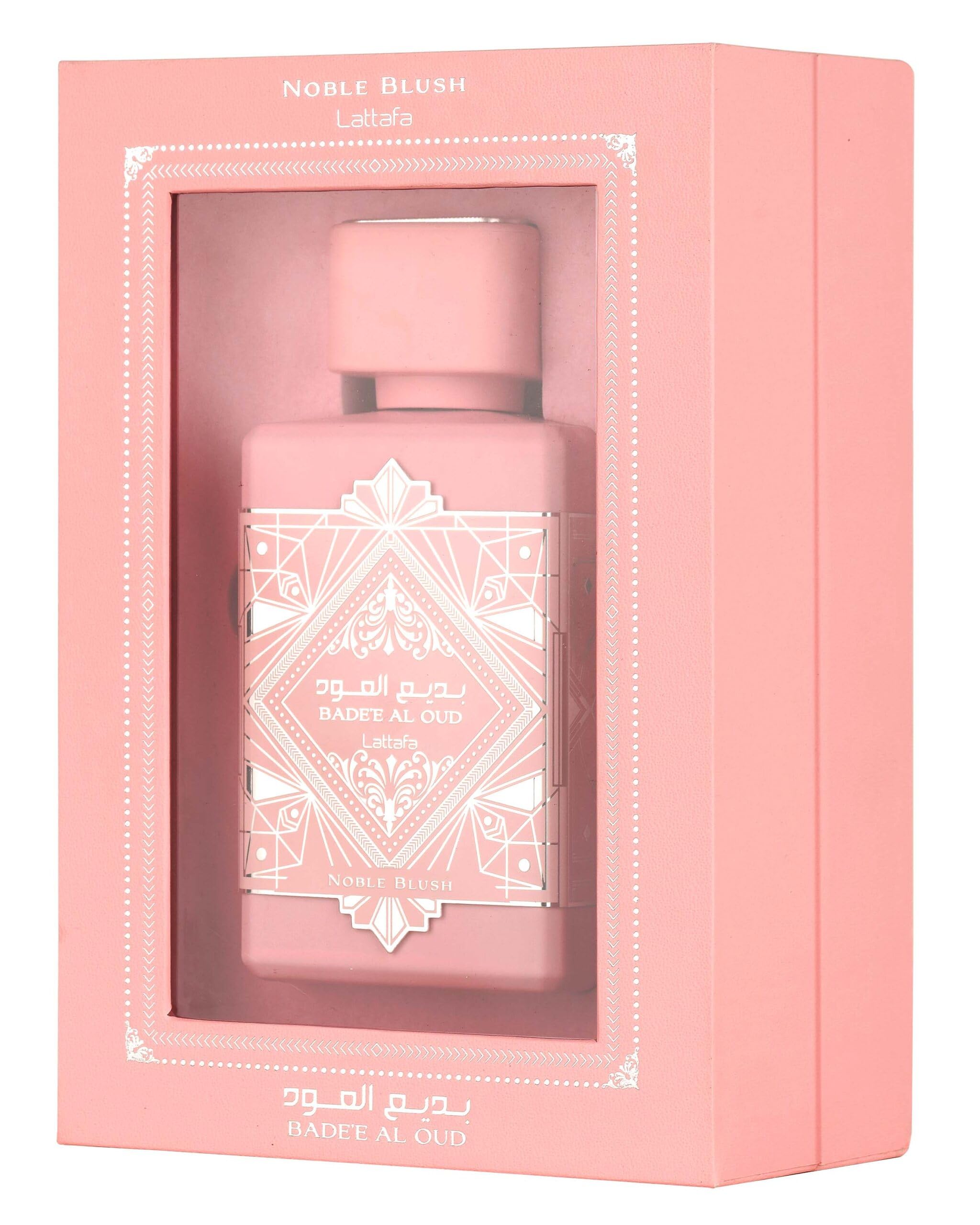 Lattafa Bade'e Al Oud Noble Blush heart notes Almond and Meringue create creamy richness