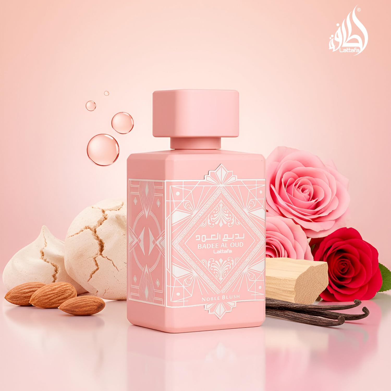 Lattafa Bade'e Al Oud Noble Blush unisex fragrance suitable for any occasion