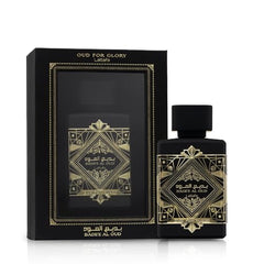Lattafa Bade’e Al Oud packaging box shown for gifting presentation.