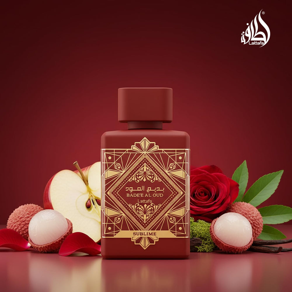 Lattafa Badee Al Oud Sublime inner box with product details for informed purchase