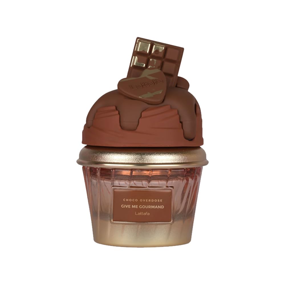 Lattafa Choco Overdose bottle front view highlighting chocolate gourmand profile for evenings.