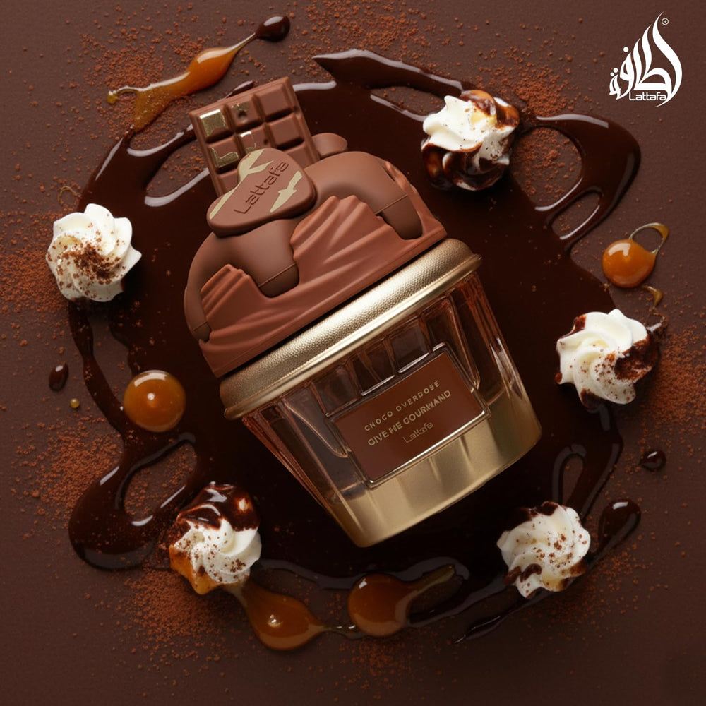 Lattafa Choco Overdose perfume application shows versatile spray for evenings.