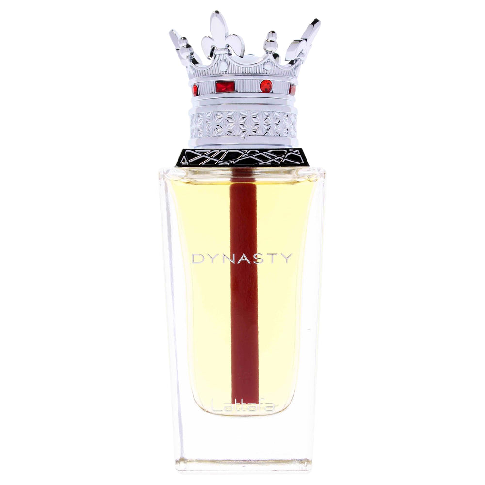 Lattafa Dynasty bottle rotate highlighting unisex appeal and modern elegance