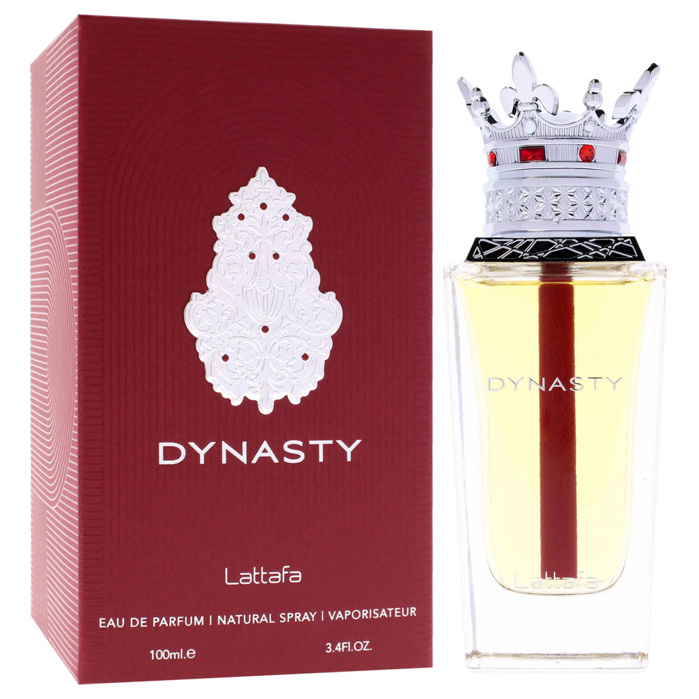 Lattafa Dynasty cap closeup with premium packaging details