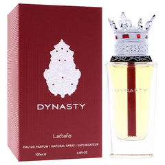 Lattafa Dynasty cap closeup with premium packaging details