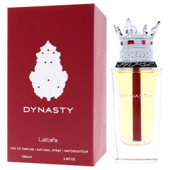 Lattafa Dynasty notes closeup revealing bergamot, ginger, and raspberry