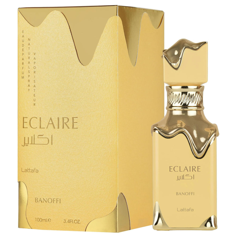 Lattafa Eclaire Banoffi pour captures creamy banana notes in motion.
