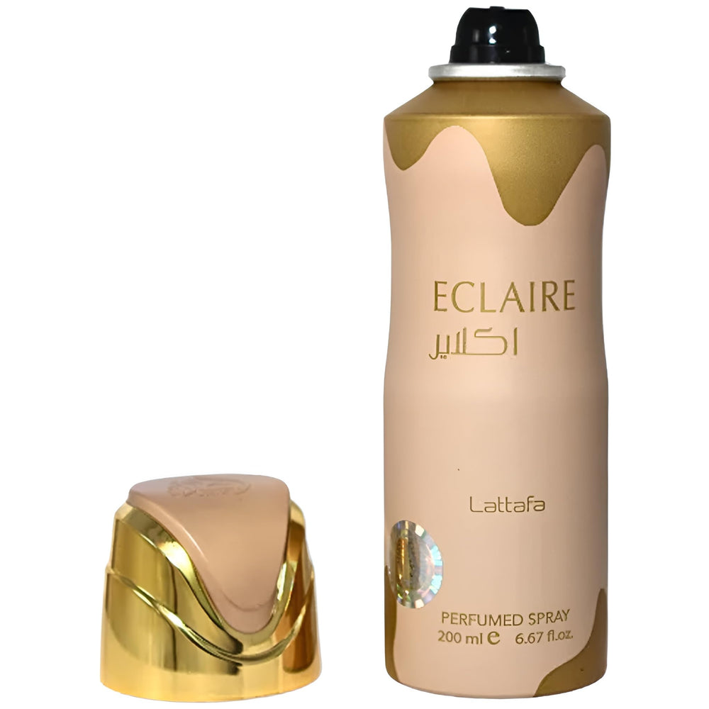 Lattafa Eclaire: notas gourmand de caramelo y vainilla, aroma envolvente.