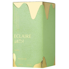 Lattafa Eclaire Pistache base of vanilla, milk, and musk for a soft, comforting trail