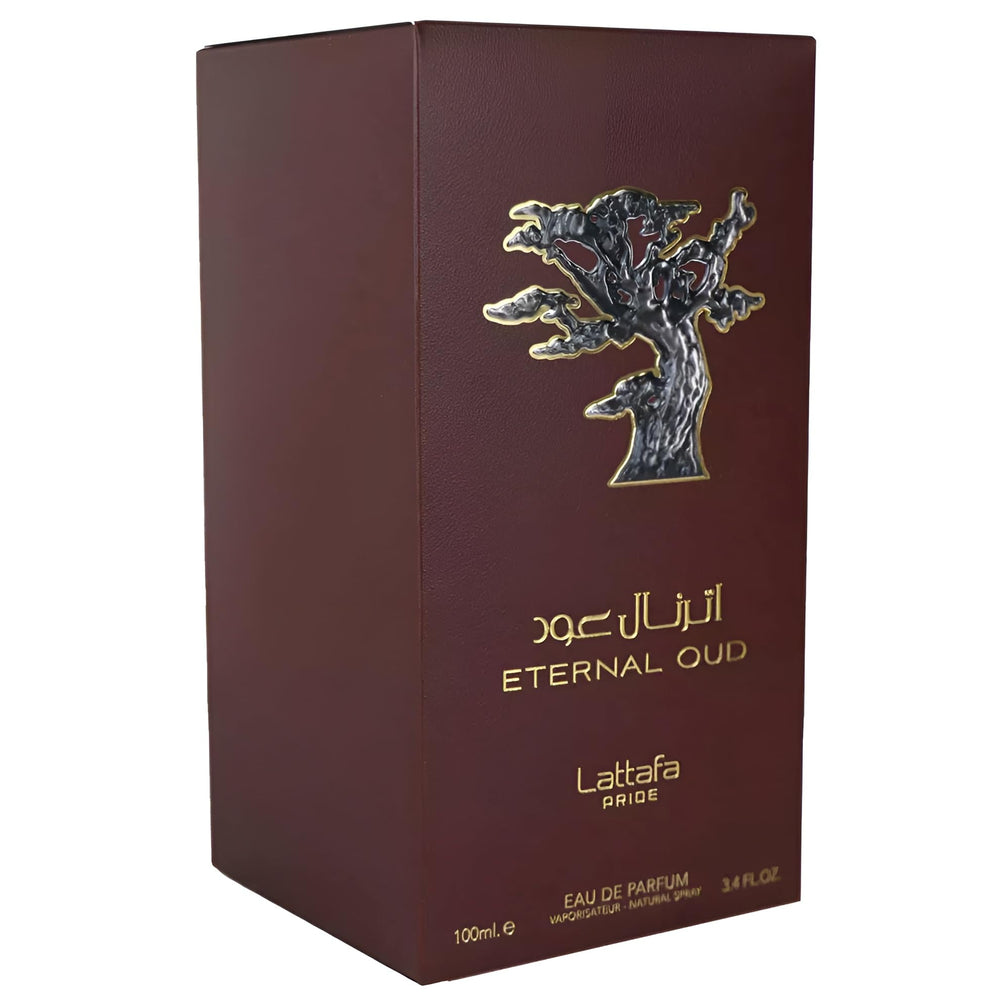 Lattafa Eternal Oud wrapped gift box communicates premium gift appeal.
