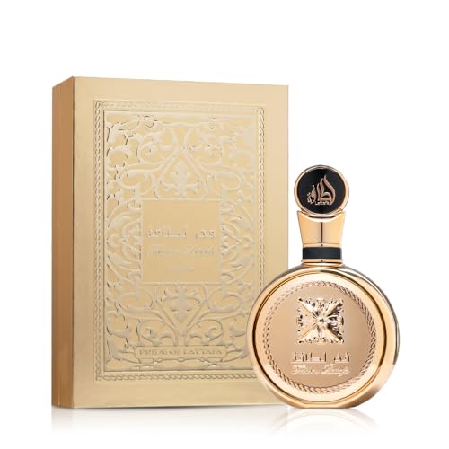 Lattafa Fakhar Gold Extrait atomizer close-up, precise spray for balance