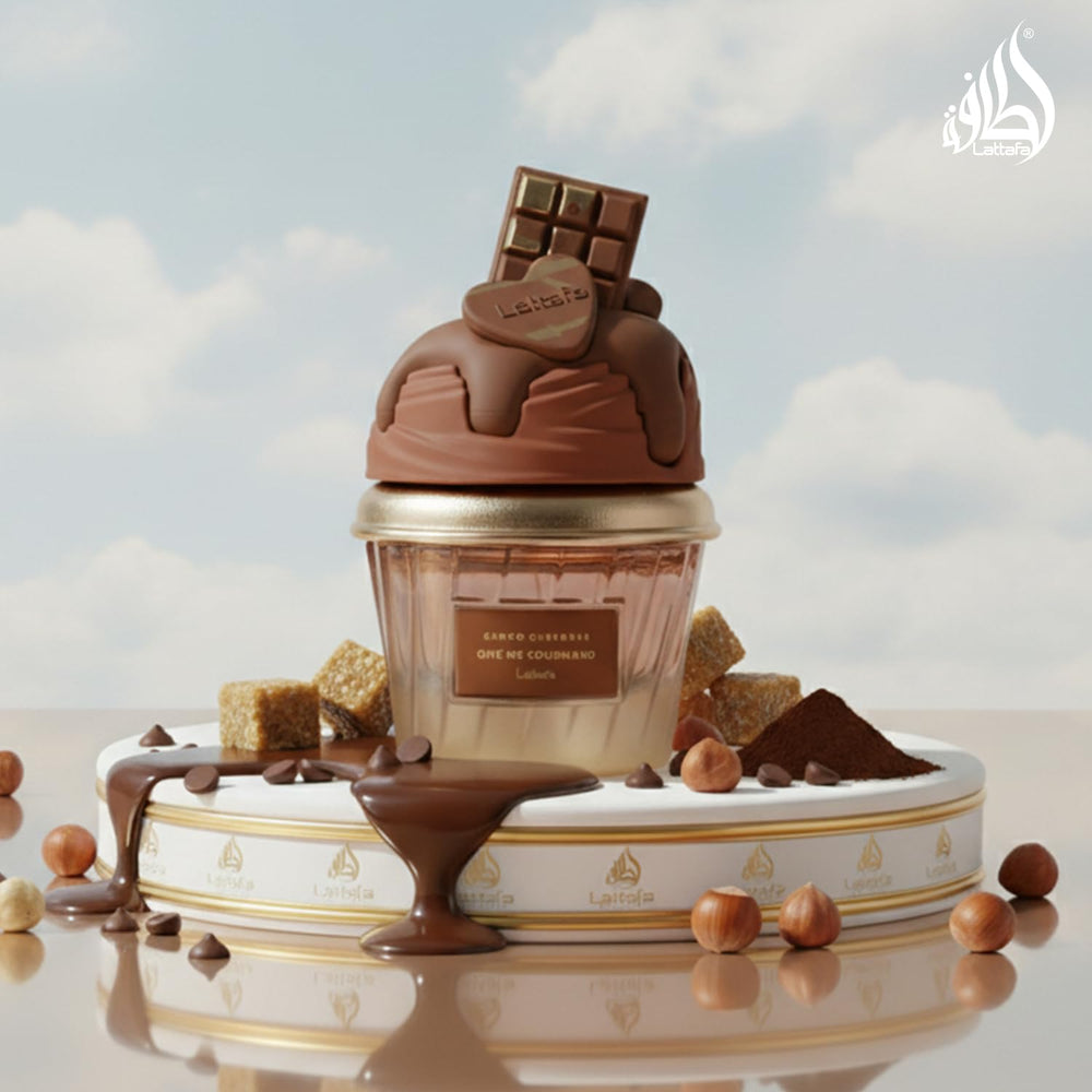 Lattafa Give Me Gourmand Choco Overdose label marks collectible branding.