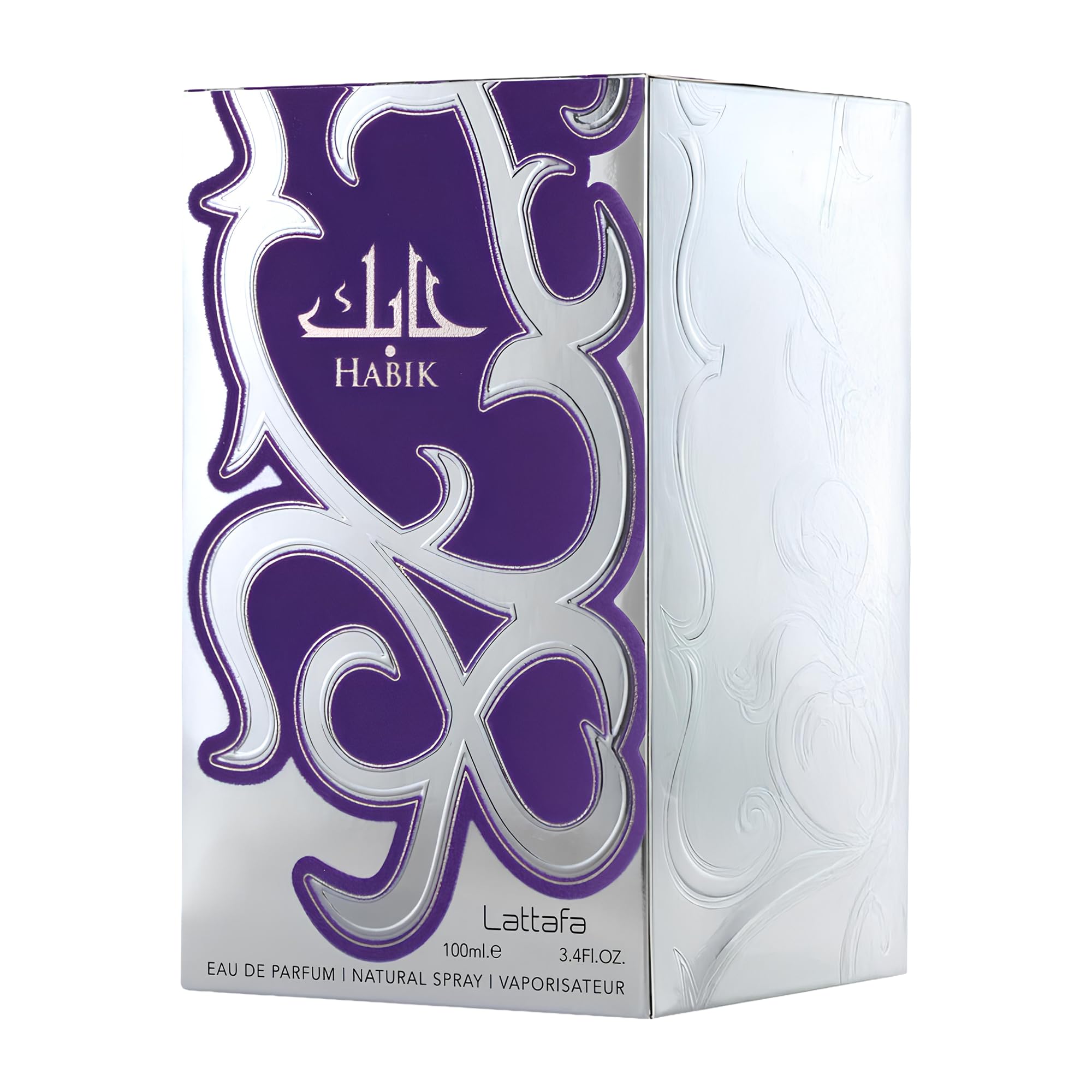 Lattafa Habik outer box emphasizes luxury branding for premium presentation.