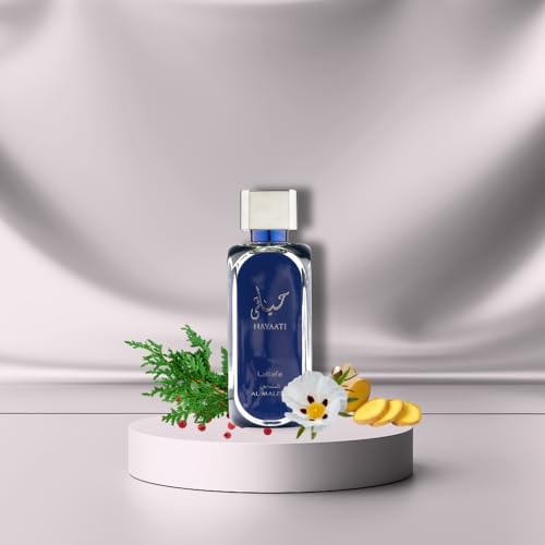 Lattafa Hayaati Al Maleky outer box and bottle, ideal for gifting.