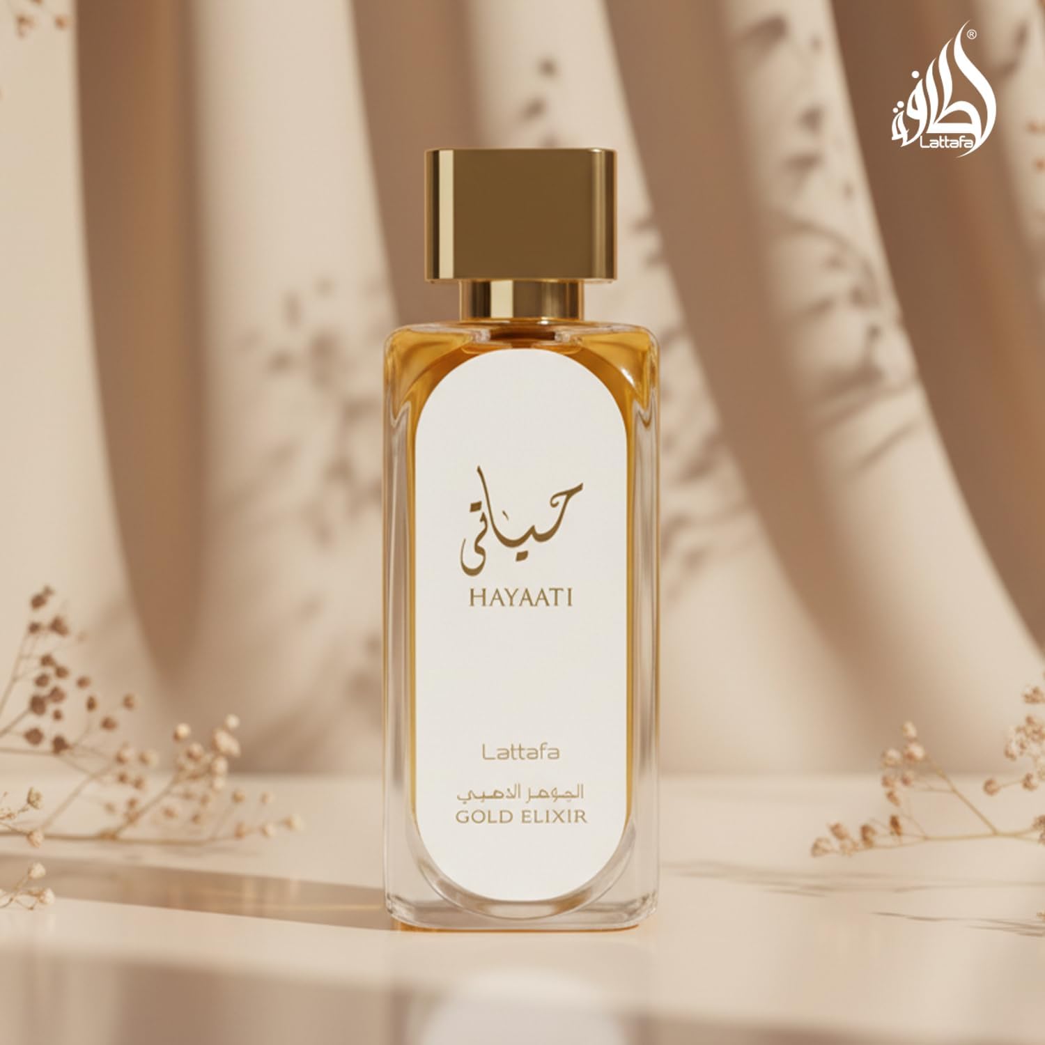 Lattafa Hayaati Gold Elixir leather middle-notes close-up for depth
