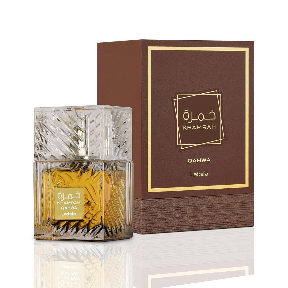 Lattafa Khamrah Qahwa vanilla-core bottle suggests warm sweetness for daily use