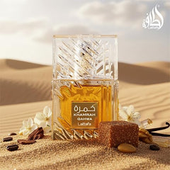 Lattafa Khamrah Qahwa coffee-base bottle conveys bold warmth for evenings