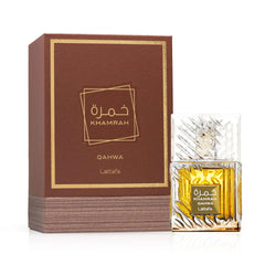Lattafa Khamrah Qahwa gift set emphasizes premium packaging.