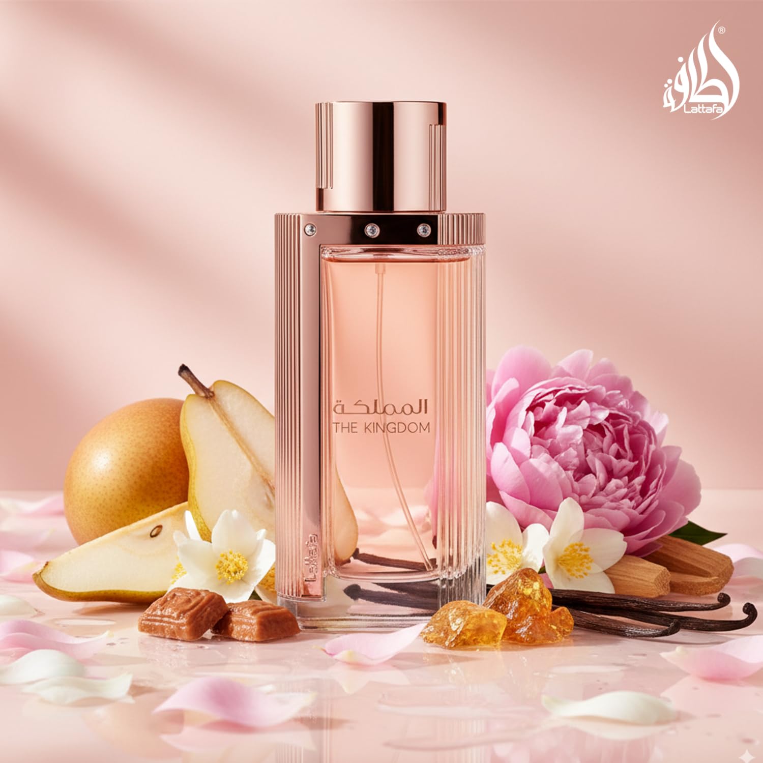 Lattafa The Kingdom amber-woody base—rich warmth that lingers.