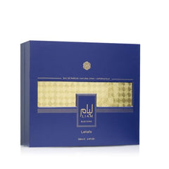 Lattafa Liam Blue Shine packaging box for premium unisex scent.