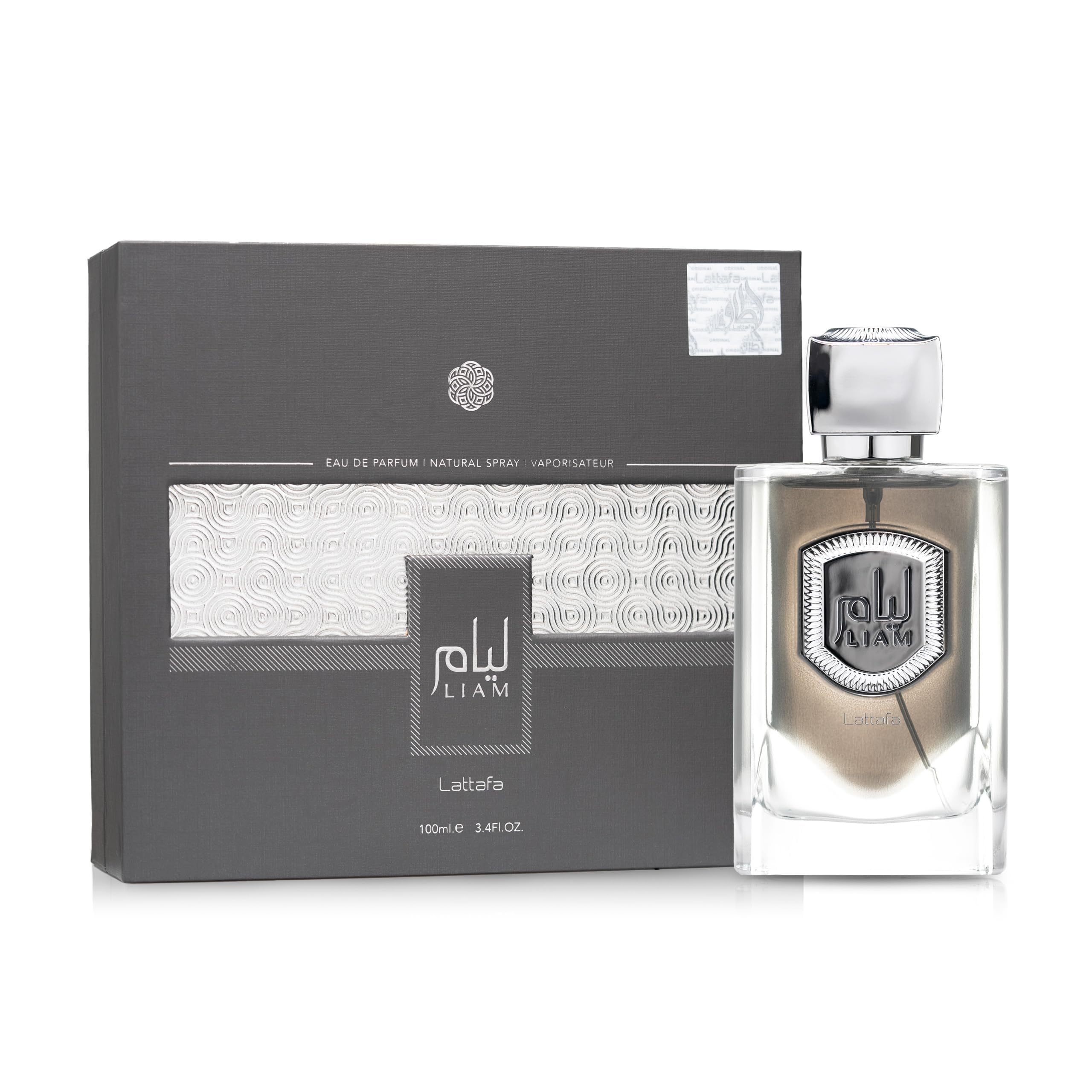 Lattafa Liam Grey EDP box highlights premium presentation for gifting and collecting