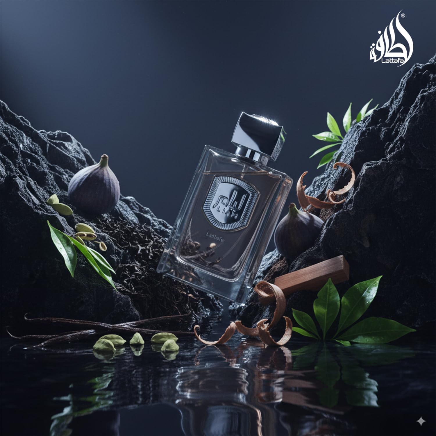 Lattafa Liam Grey EDP spray action conveys smooth application and even distribution