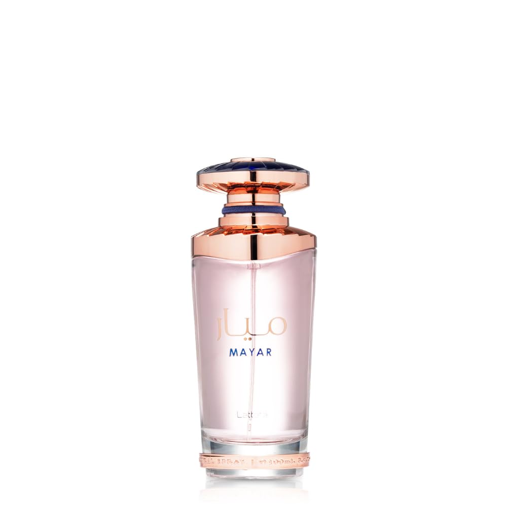 Lattafa Mayar bottle front view highlighting elegant design for daily wear.