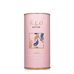 Lattafa Mayar floral note visual featuring peony and jasmine imagery.