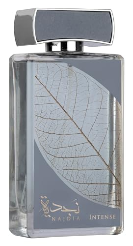 Lattafa Najdia Intense fragrance swirl image highlighting fresh marine notes.