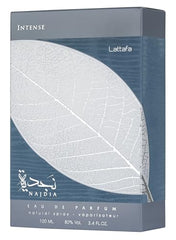 Lattafa Najdia Intense packaging, elegant box design ideal for gifting.