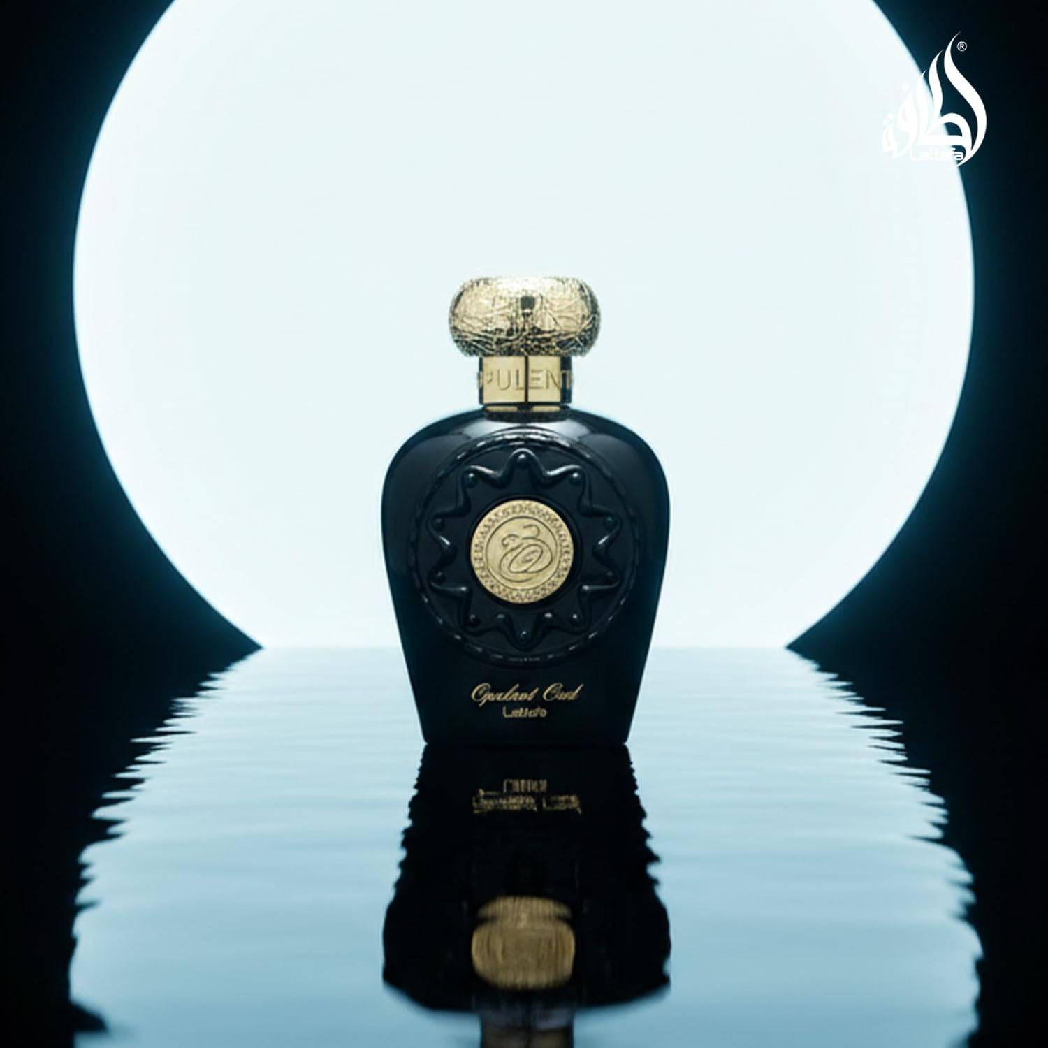 Lattafa Opulent Oud resin and woody base, lasting impression.