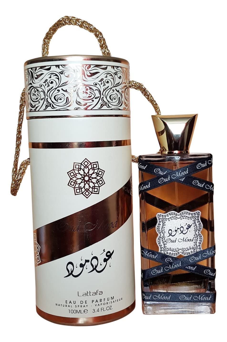 Lattafa Oud Mood box packaging, premium presentation ideal for gifting.