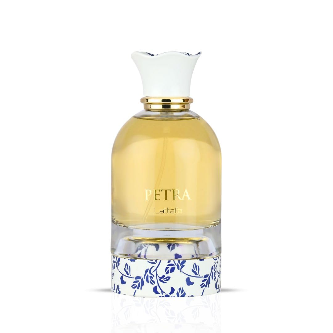 Lattafa Petra EDP side view highlighting luxury bottle design