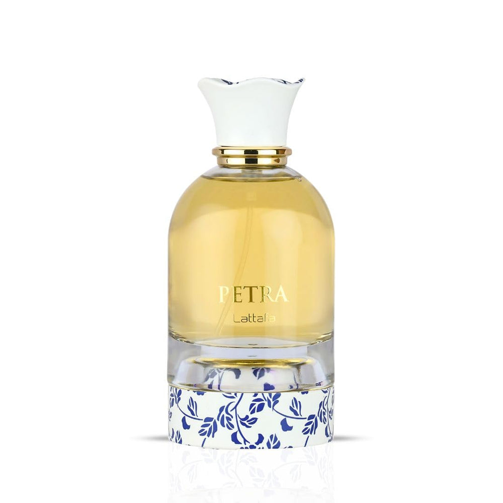 Lattafa Petra EDP side view highlighting luxury bottle design