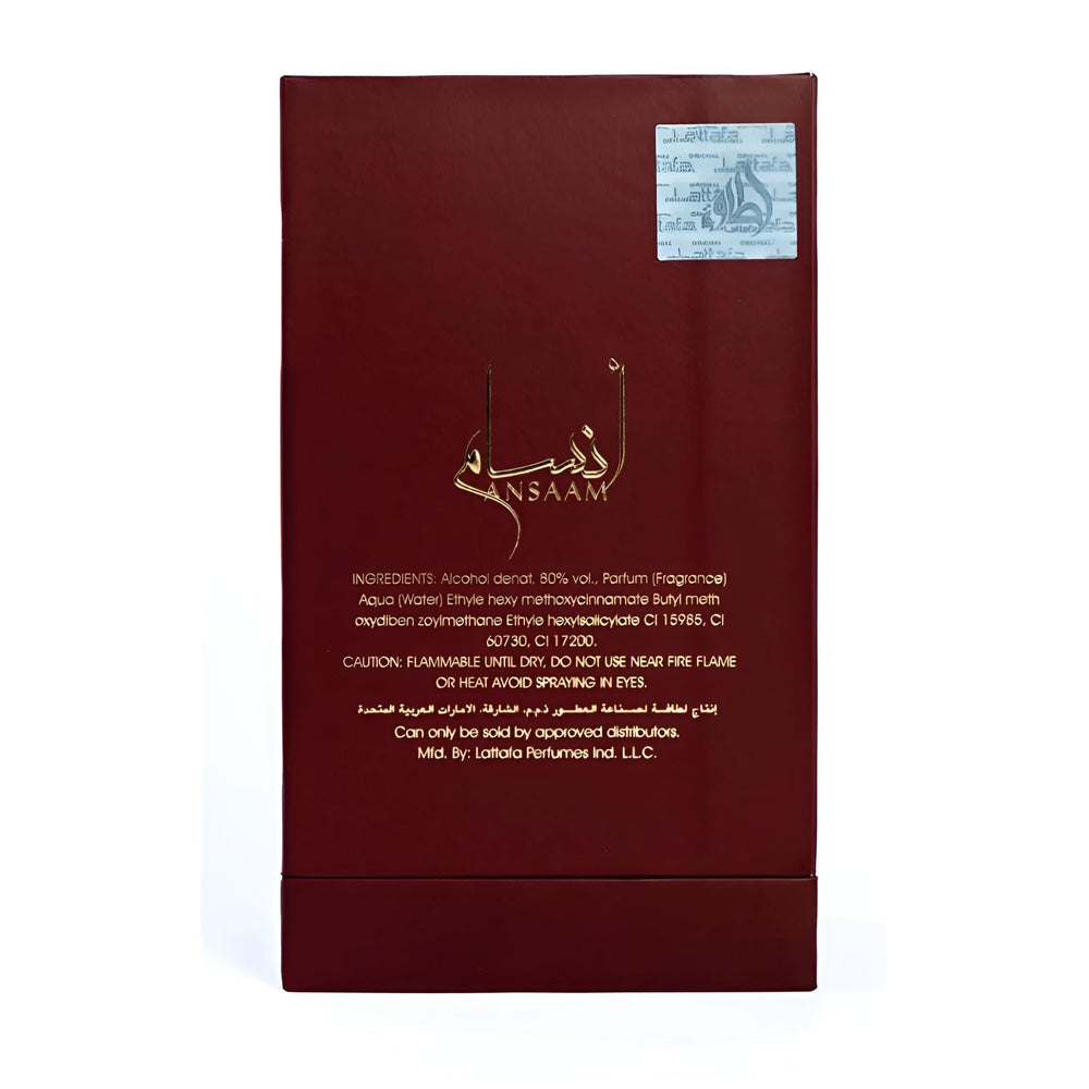 Lattafa Pride Ansaam Gold gift-ready bottle for special occasions.