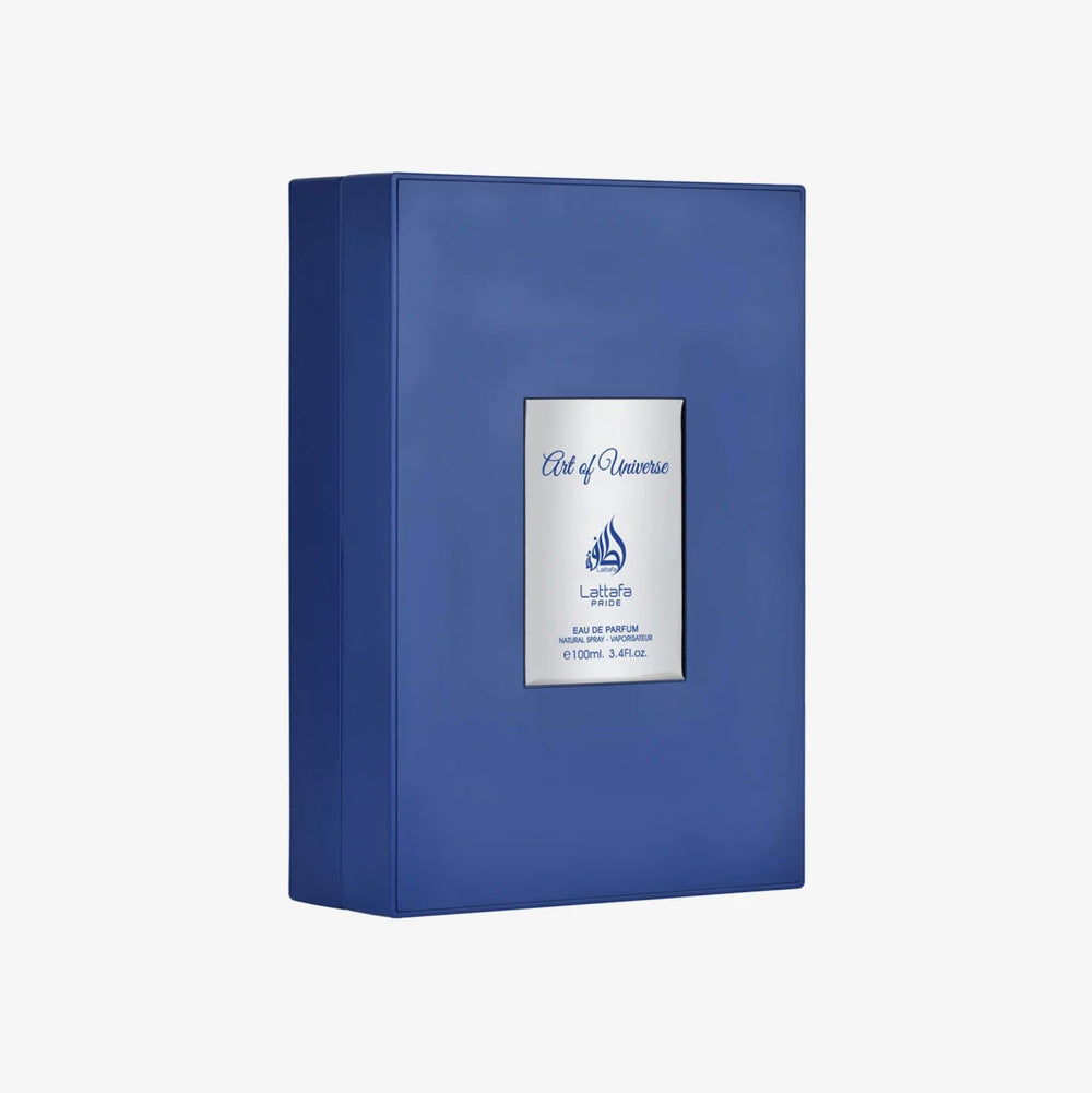 Lattafa Pride Art of Universe packaging on display, ideal for gifting and personal use