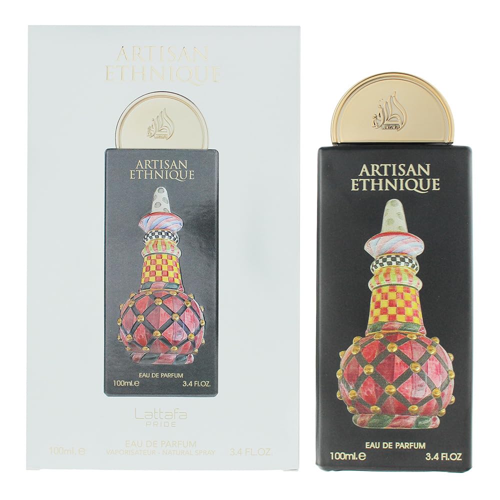 Lattafa Pride Artisan Ethnique bottle - sleek design for everyday elegance and versatile unisex fragrance