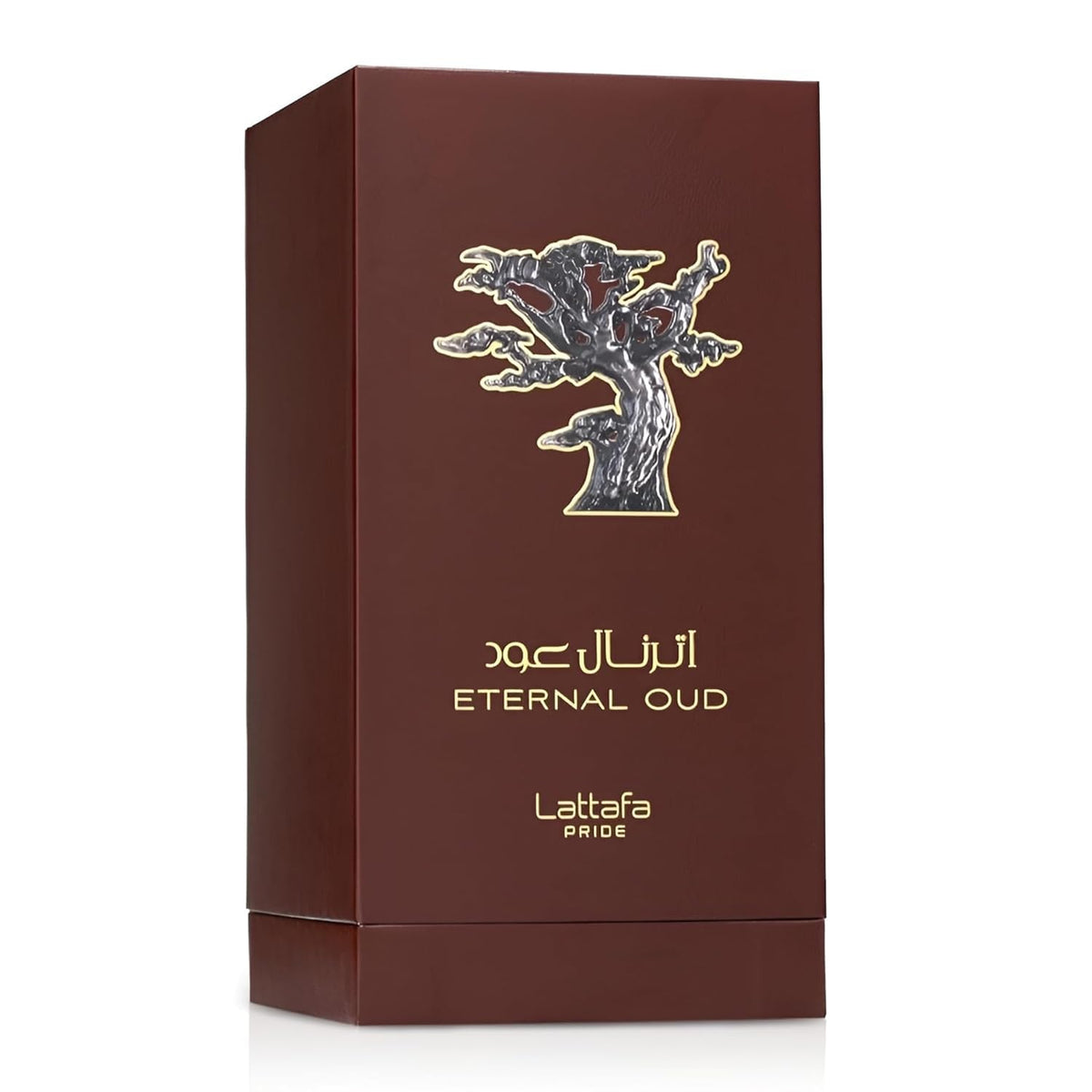 Lattafa Pride Eternal Oud bottle front view for unisex evening wear.