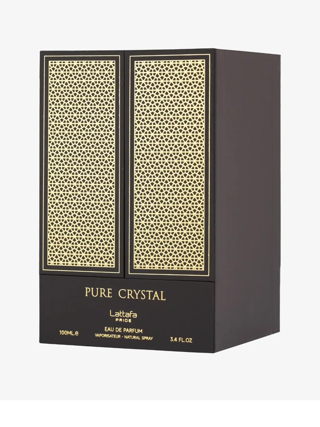 Lattafa Pure Crystal Pride packaging on elegant box, perfect for gifting occasions.