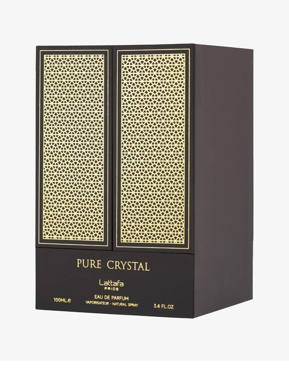 Lattafa Pure Crystal Pride packaging on elegant box, perfect for gifting occasions.